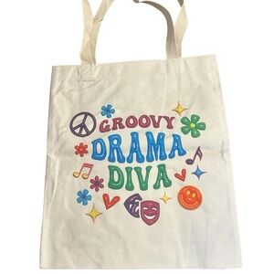 Groovy Drama Diva‎ Tote Bag Peace Sign Theater Gift for Her, Teacher